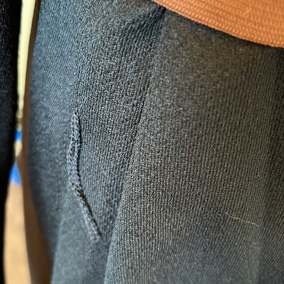 Vintage 70s Long Sleeve Dagger Collar zip front Black Dress Size XXL - Picture 6 of 11